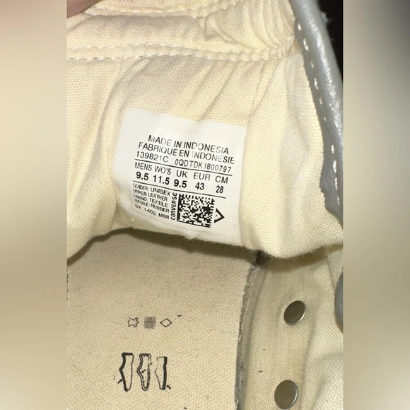 Unisex Converse Chuck Taylor All Star Grey Leather High Top Sneakers - Picture 6 of 7